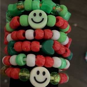 Bracelet set of six, Christmas themed.